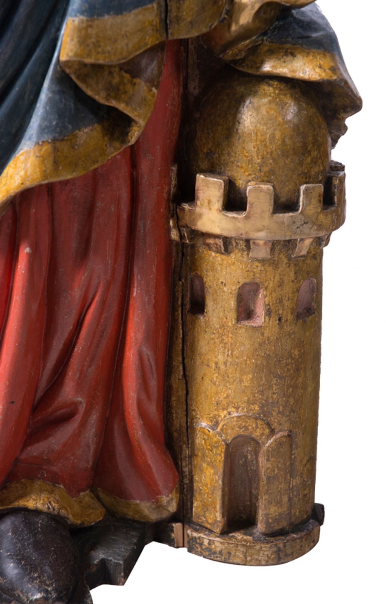 "Saint Barbara". Carved, gilded and polychromed wooden sculpture. Austria or Germany. Baroque. 17th - Bild 5 aus 8