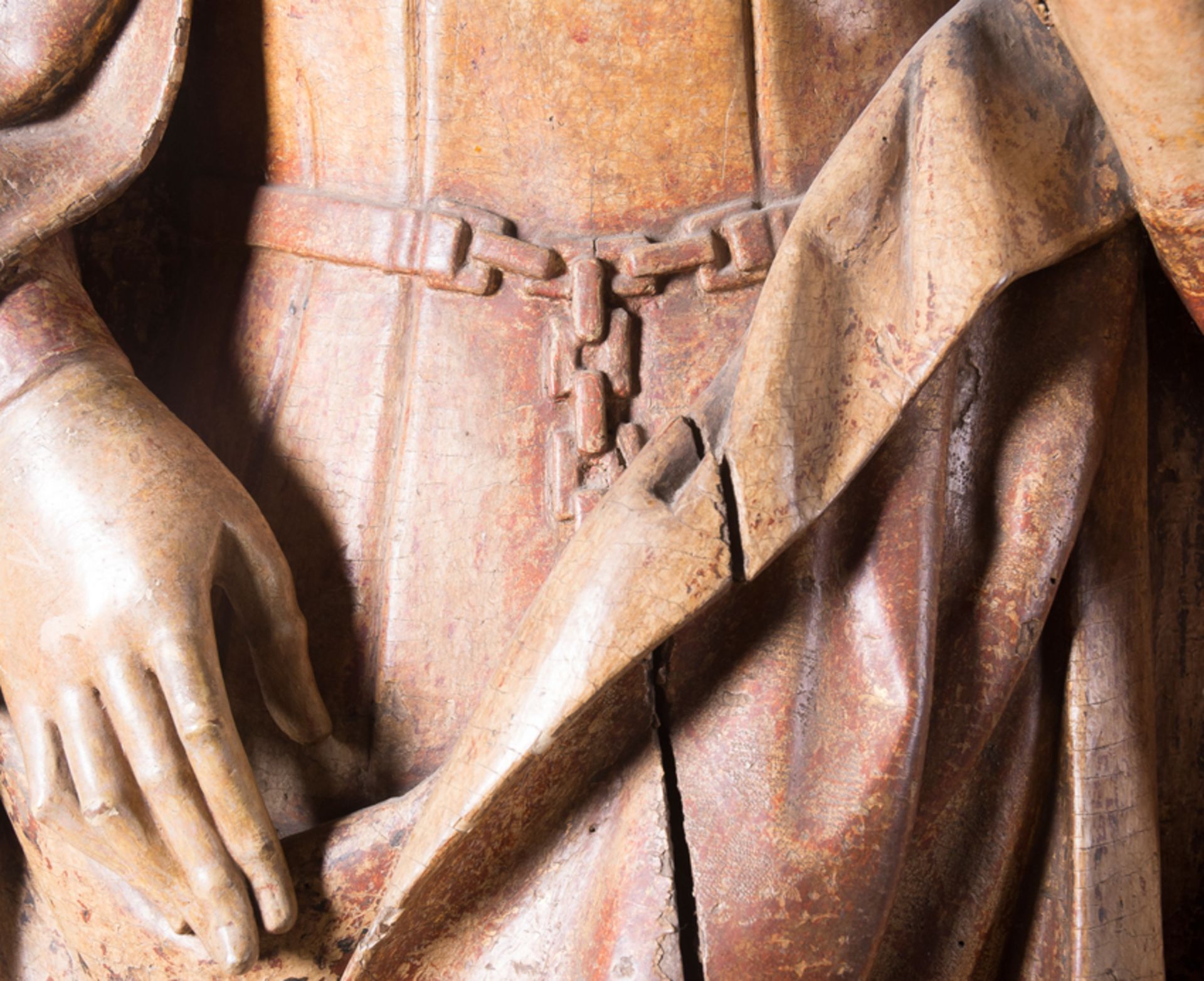 "Mary Magdalene". Carved and polychromed wooden sculpture. Hispanic-Flemish School. 15th century. - Image 7 of 9