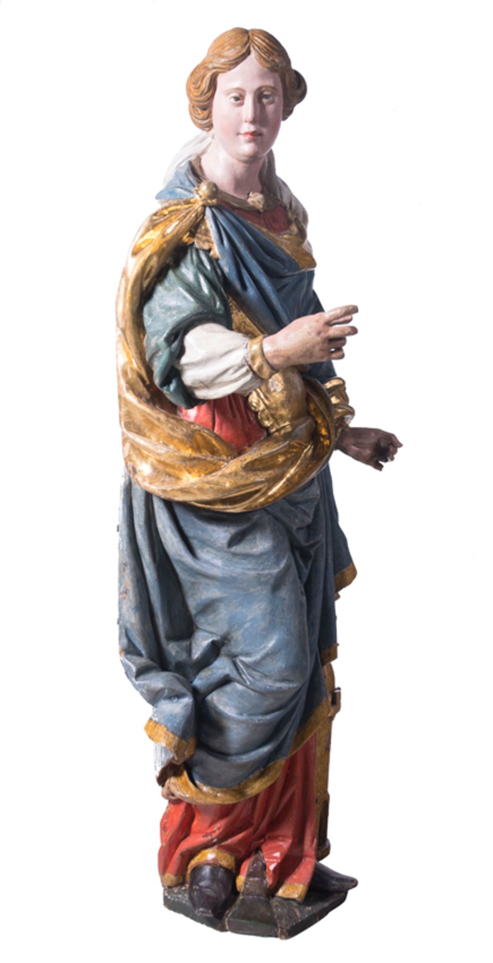 "Saint Barbara". Carved, gilded and polychromed wooden sculpture. Austria or Germany. Baroque. 17th - Bild 3 aus 8