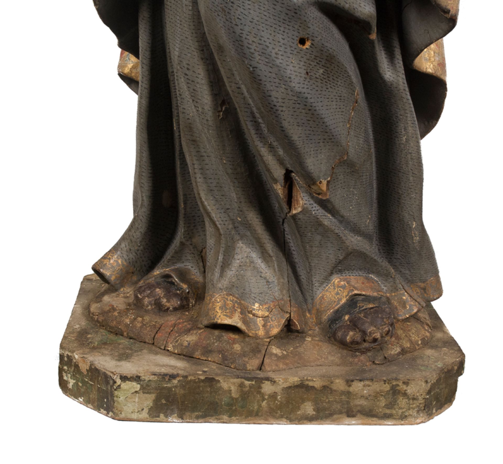 "S.Didacus of Alcalá" or "S. Benedict the Moor". Carved, polychromed and gilded wooden sculpture. - Image 9 of 12