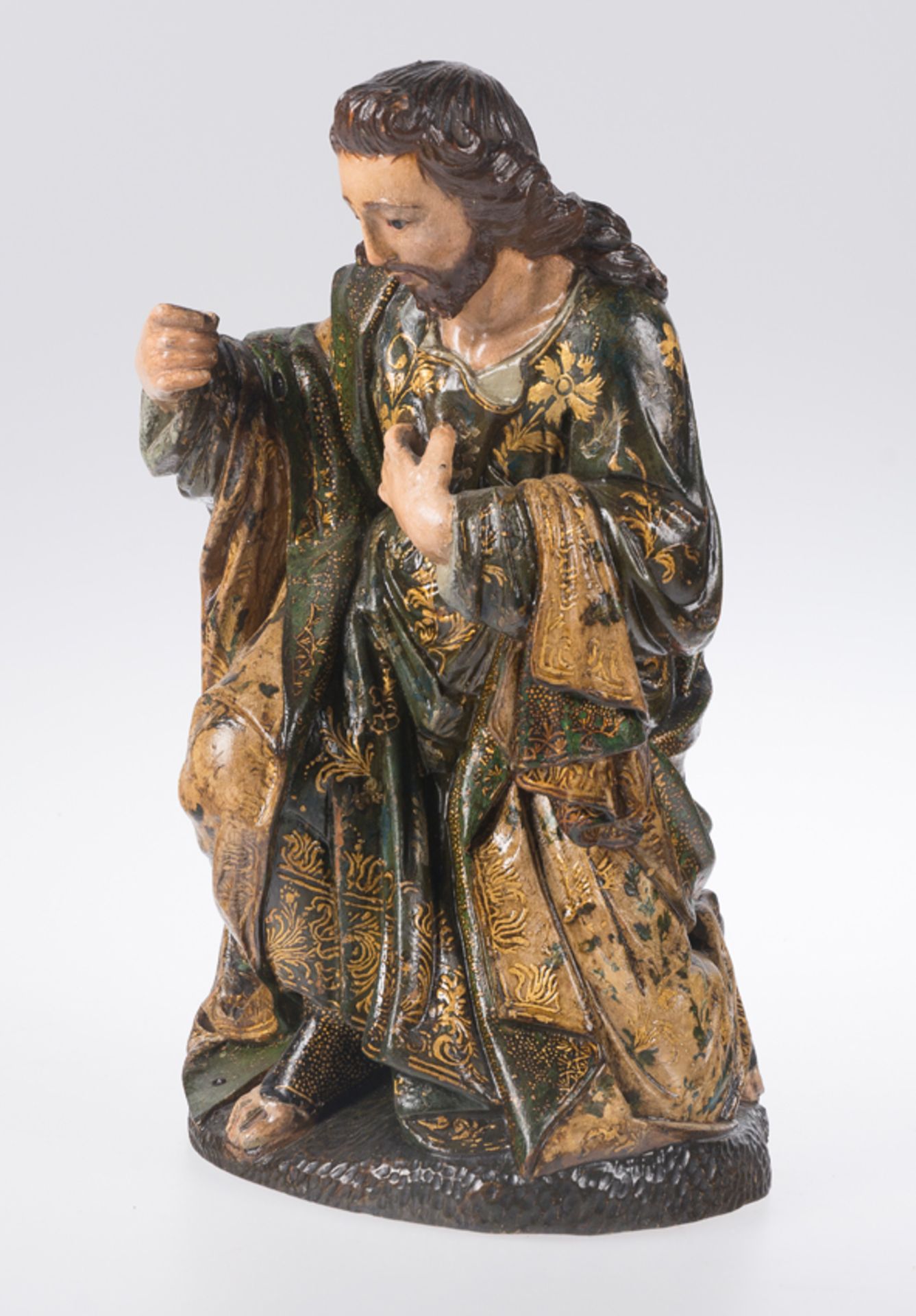 "The Virgin Mary and Saint Joseph". Pair of carved and polychromed wooden sculptures. Quito. 18th c - Bild 4 aus 12