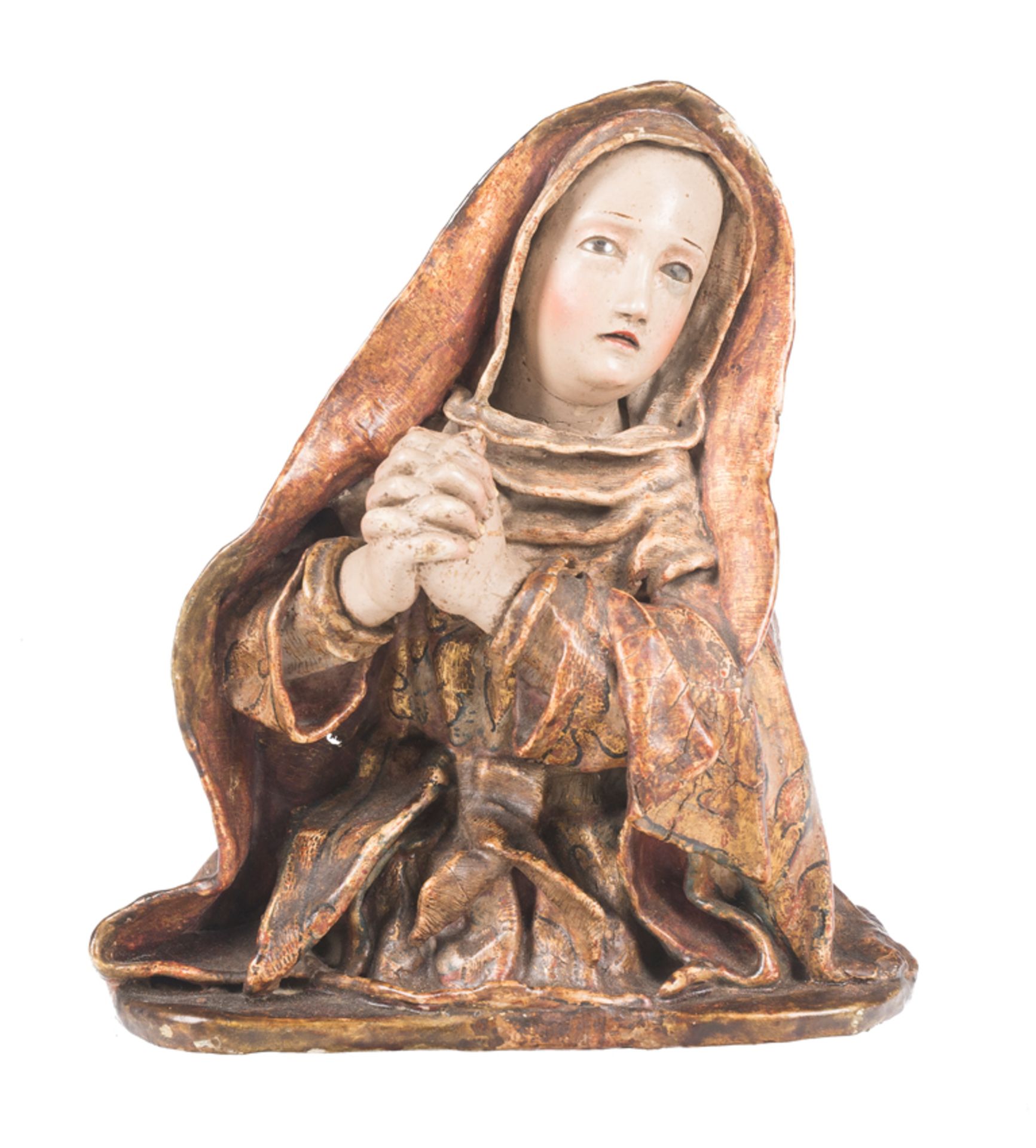 "Our Lady of Sorrow". Carved and polychromed wooden sculpture. Colonial School. 17th - 18th century.