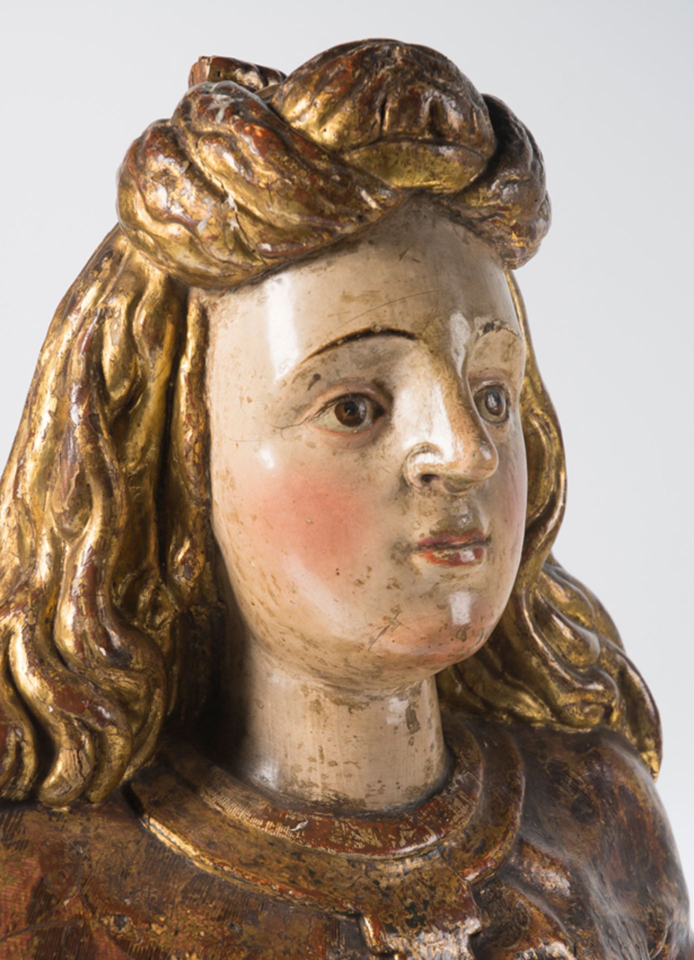 Reliquary bust. Carved, gilded, estofado and polychromed wooden sculpture. Spanish School. 16th cen - Bild 7 aus 8