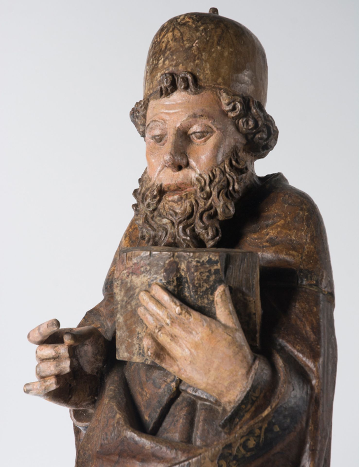 "Saint Anthony". Carved wooden sculpture. Castilian School. 15th century. - Image 5 of 10