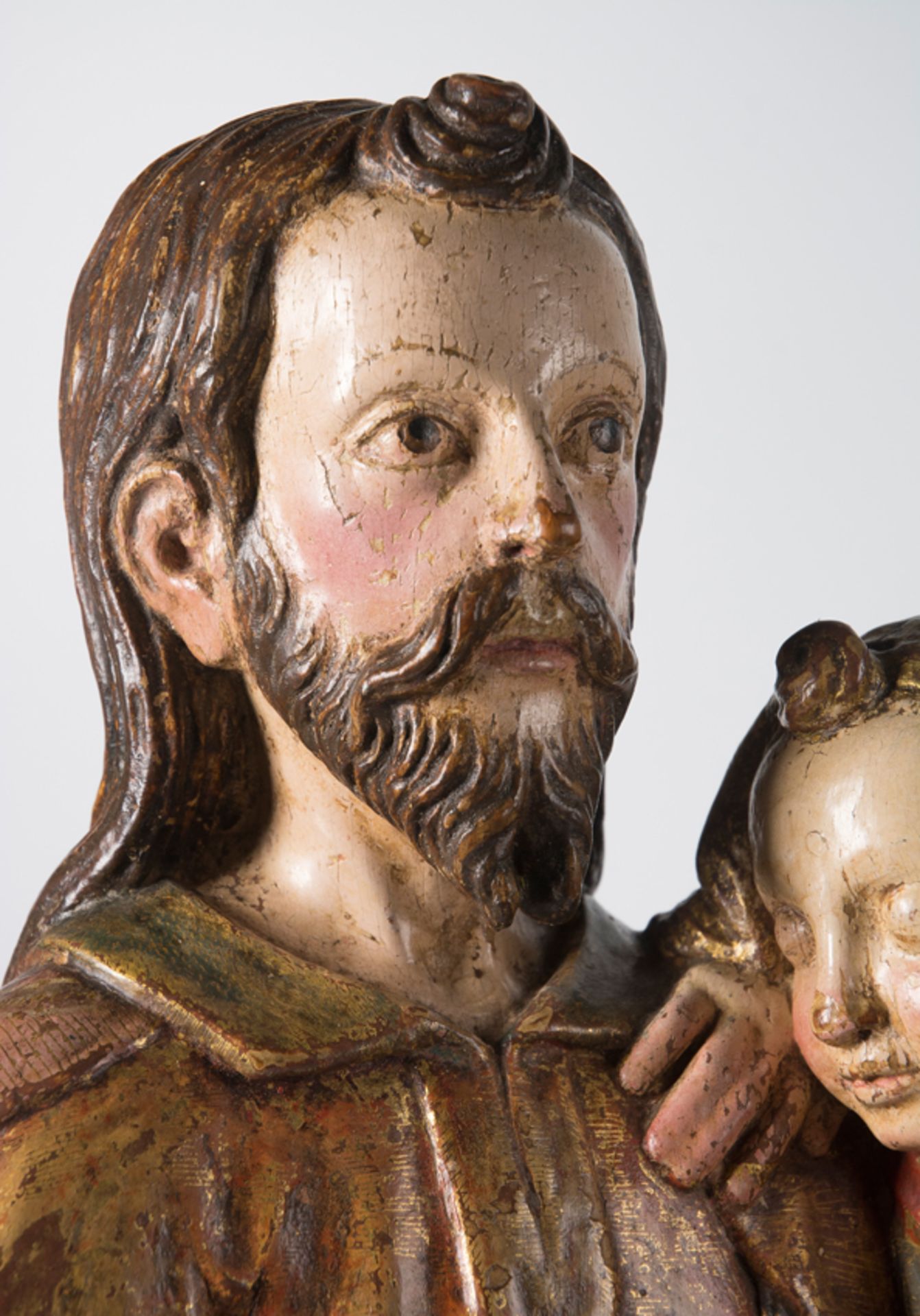 "Saint Joseph and the Christ Child". Carved, gilded and polychromed wooden sculpture. Late 16th cent - Bild 8 aus 11