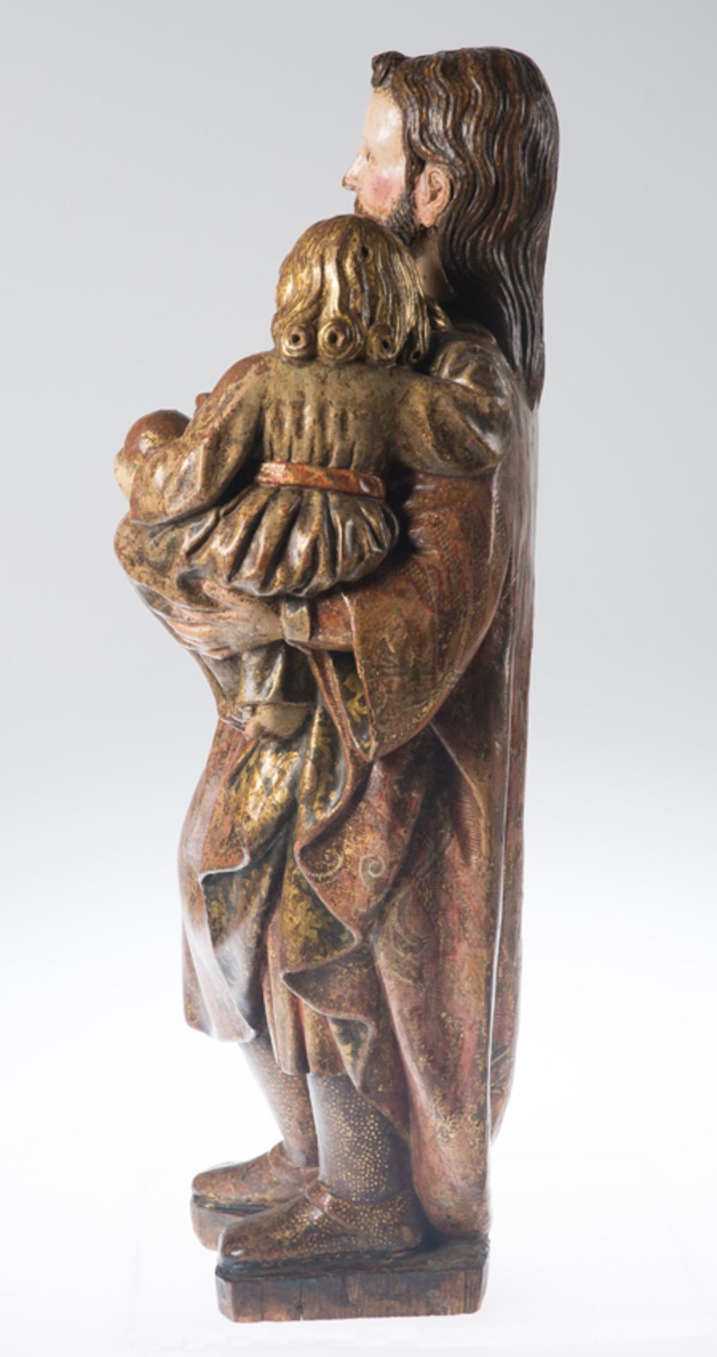 "Saint Joseph and the Christ Child". Carved, gilded and polychromed wooden sculpture. Late 16th cent - Bild 7 aus 11