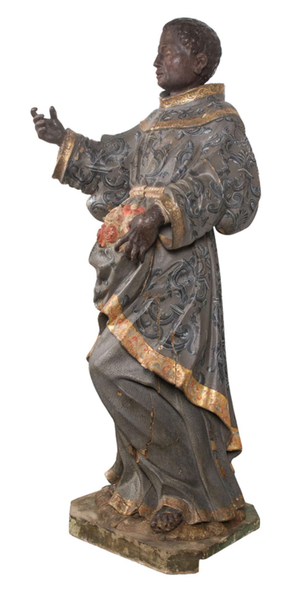 "S.Didacus of Alcalá" or "S. Benedict the Moor". Carved, polychromed and gilded wooden sculpture. - Image 2 of 12