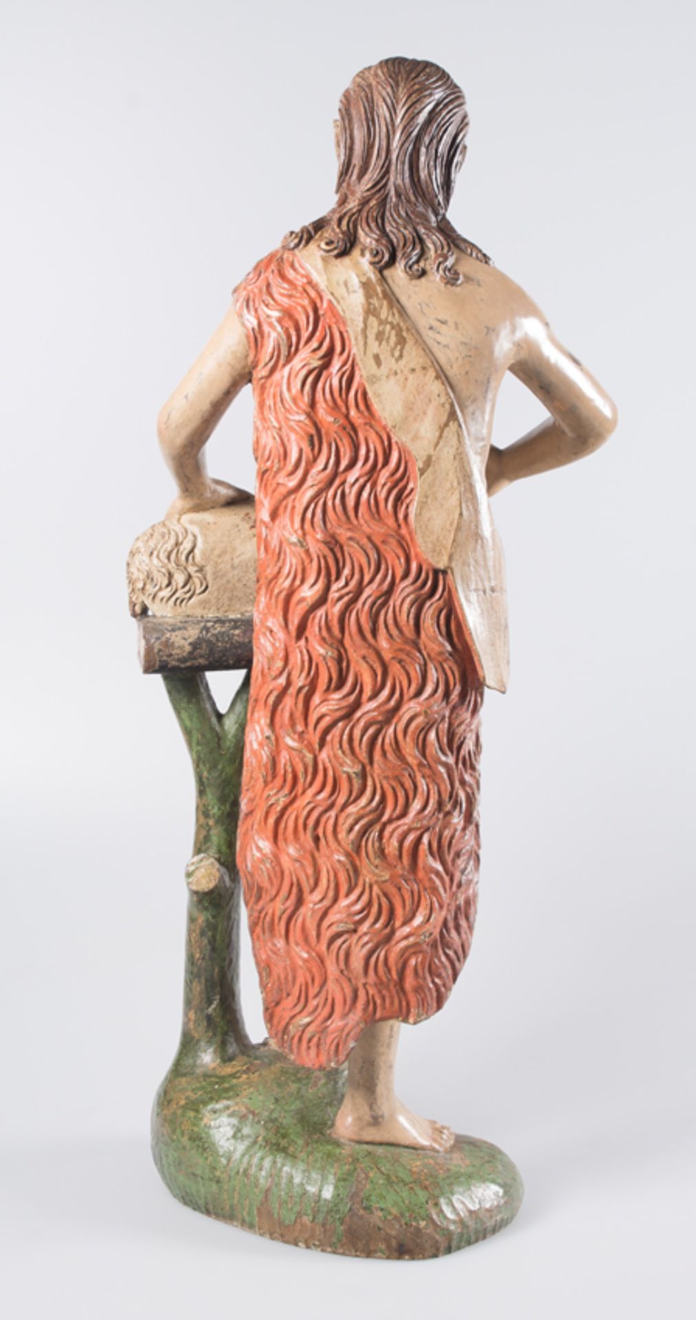 "Saint John the Baptist". Carved and polychromed wooden sculpture. Colonial School. 17th - 18th cent - Image 6 of 6