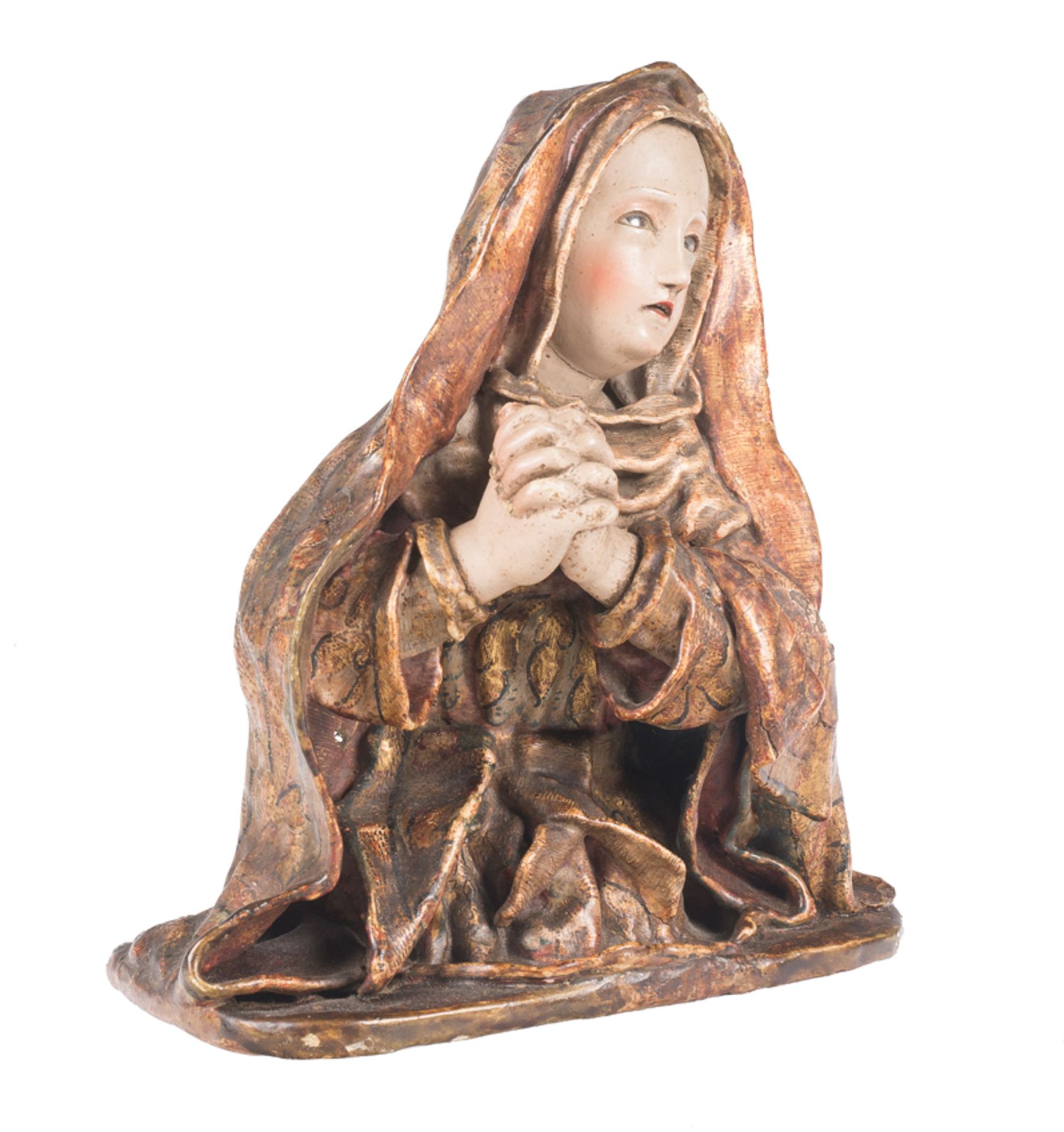 "Our Lady of Sorrow". Carved and polychromed wooden sculpture. Colonial School. 17th - 18th century. - Bild 3 aus 5