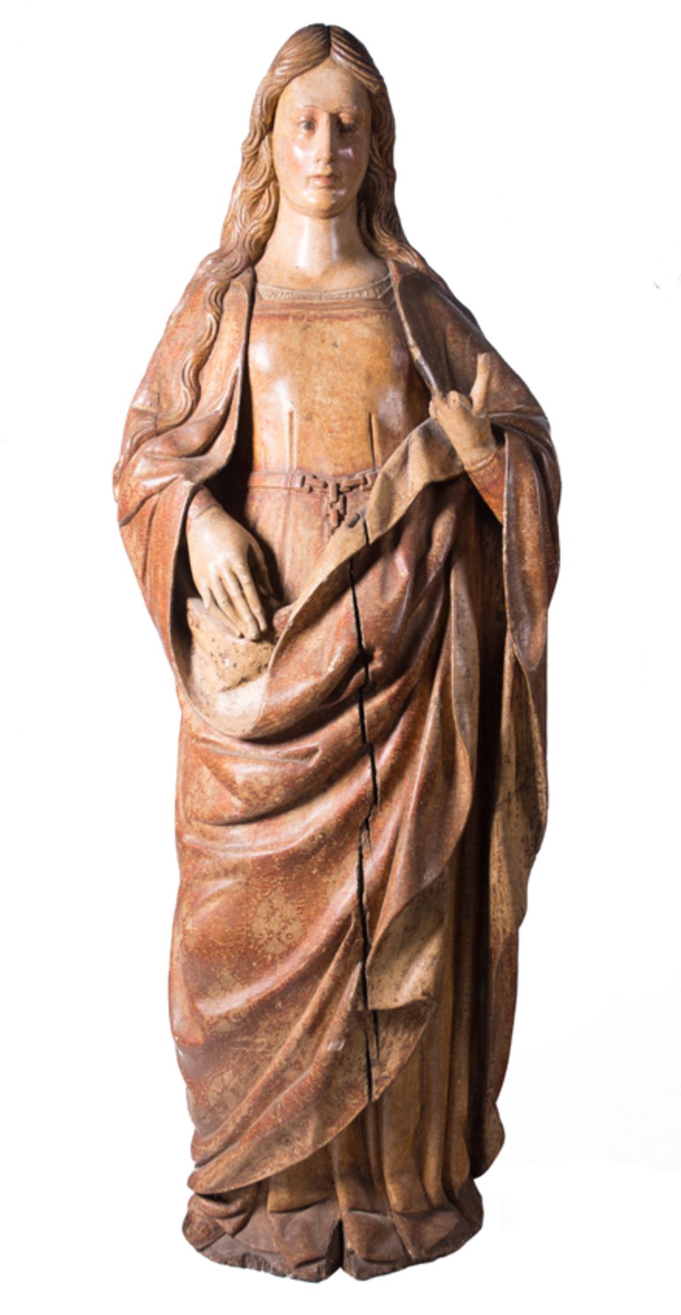 "Mary Magdalene". Carved and polychromed wooden sculpture. Hispanic-Flemish School. 15th century.