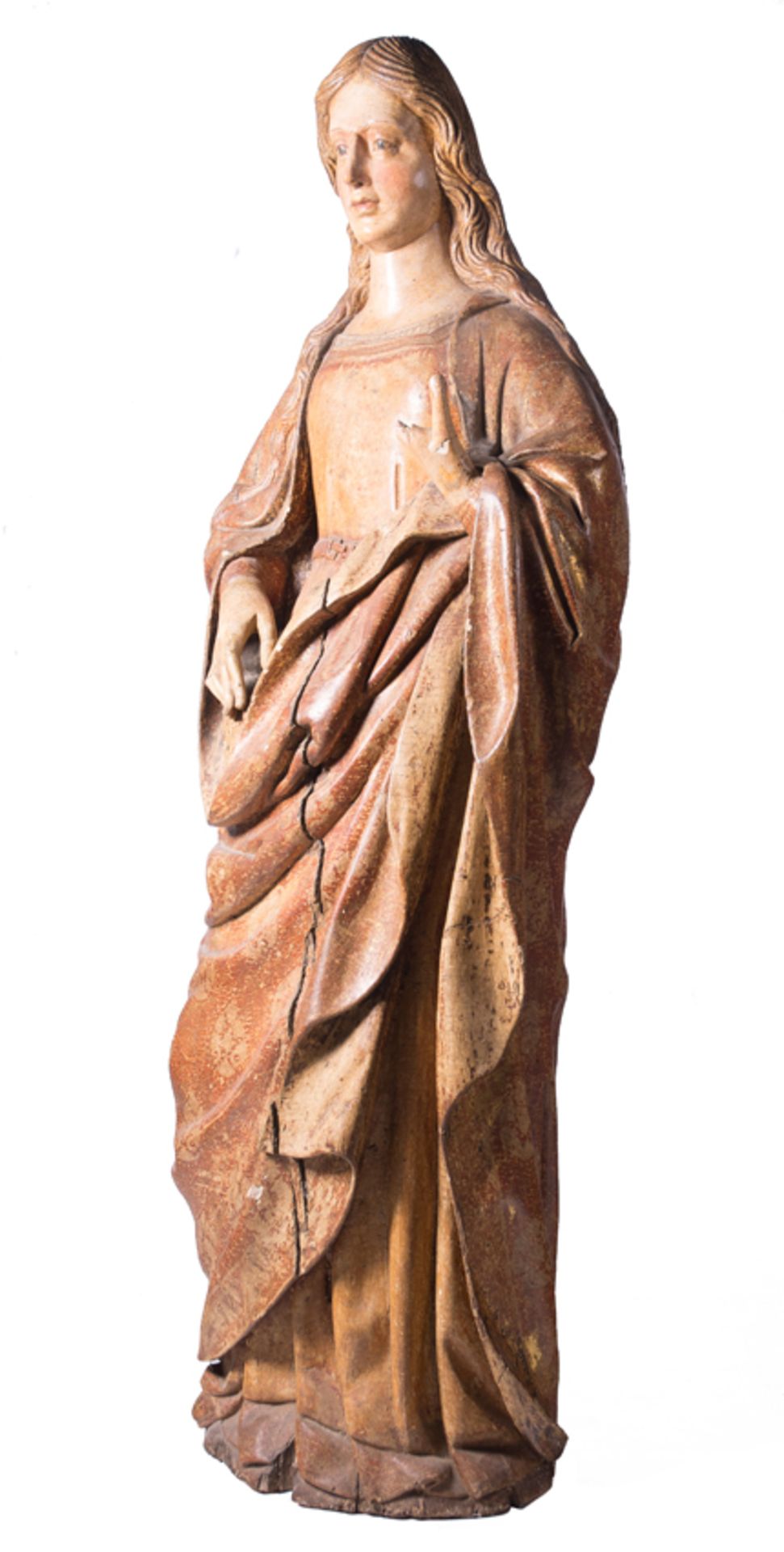 "Mary Magdalene". Carved and polychromed wooden sculpture. Hispanic-Flemish School. 15th century. - Image 3 of 9