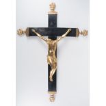 "Christ". Gilded bronze sculpture with an ebony and gilded silver cross. 17th century Italian School