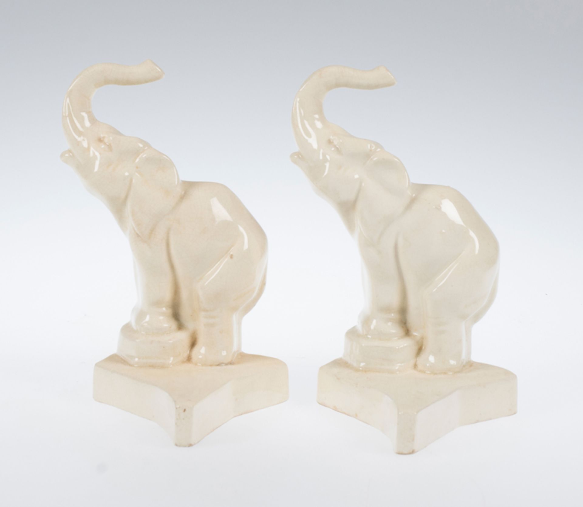 Pair of craquelé ceramic book rests. France. Art Deco. Circa 1930. - Image 2 of 5