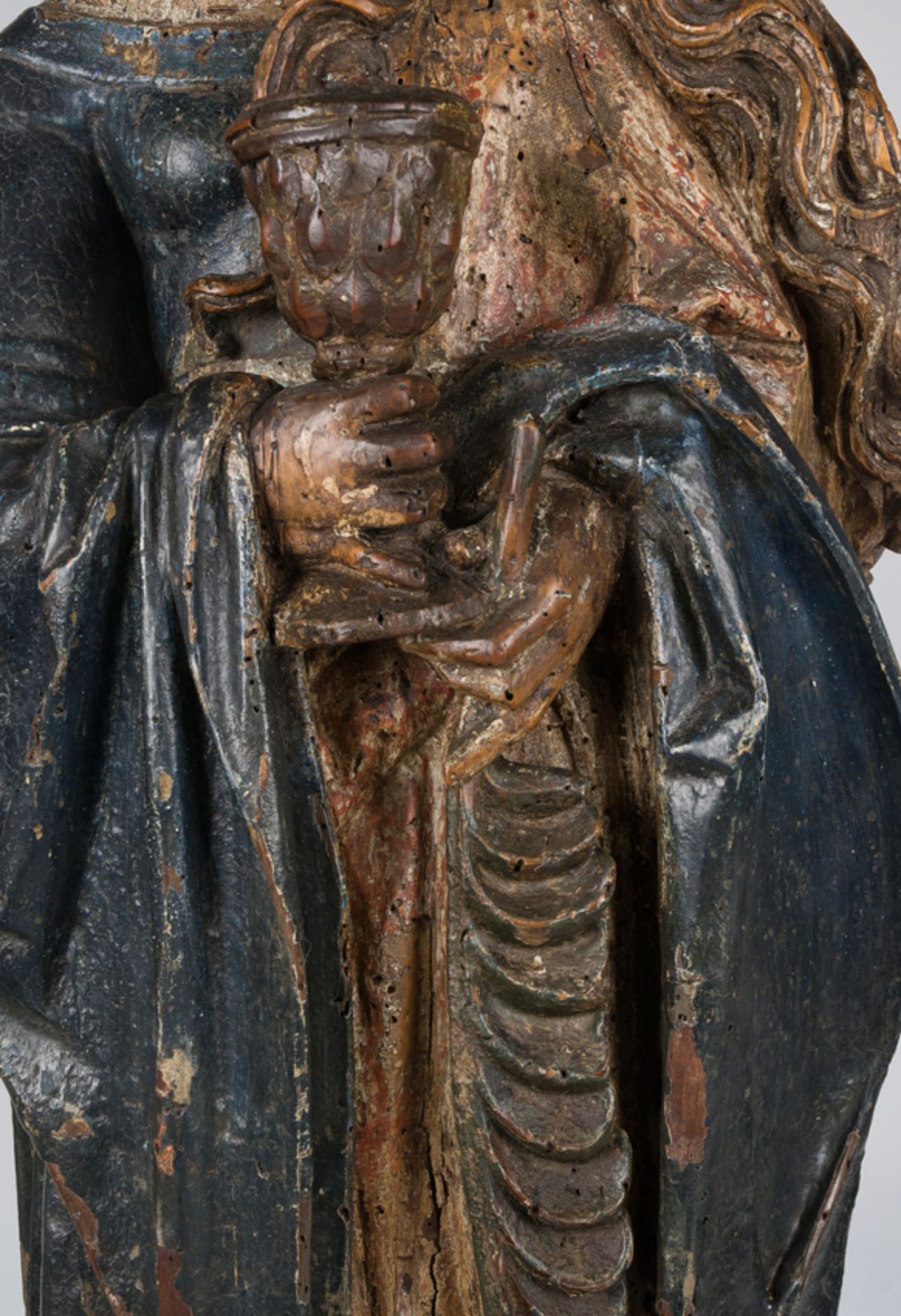 "Saint Margaret ". Carved and polychromed wooden sculpture. Germany. Gothic. 15th century. - Image 5 of 6