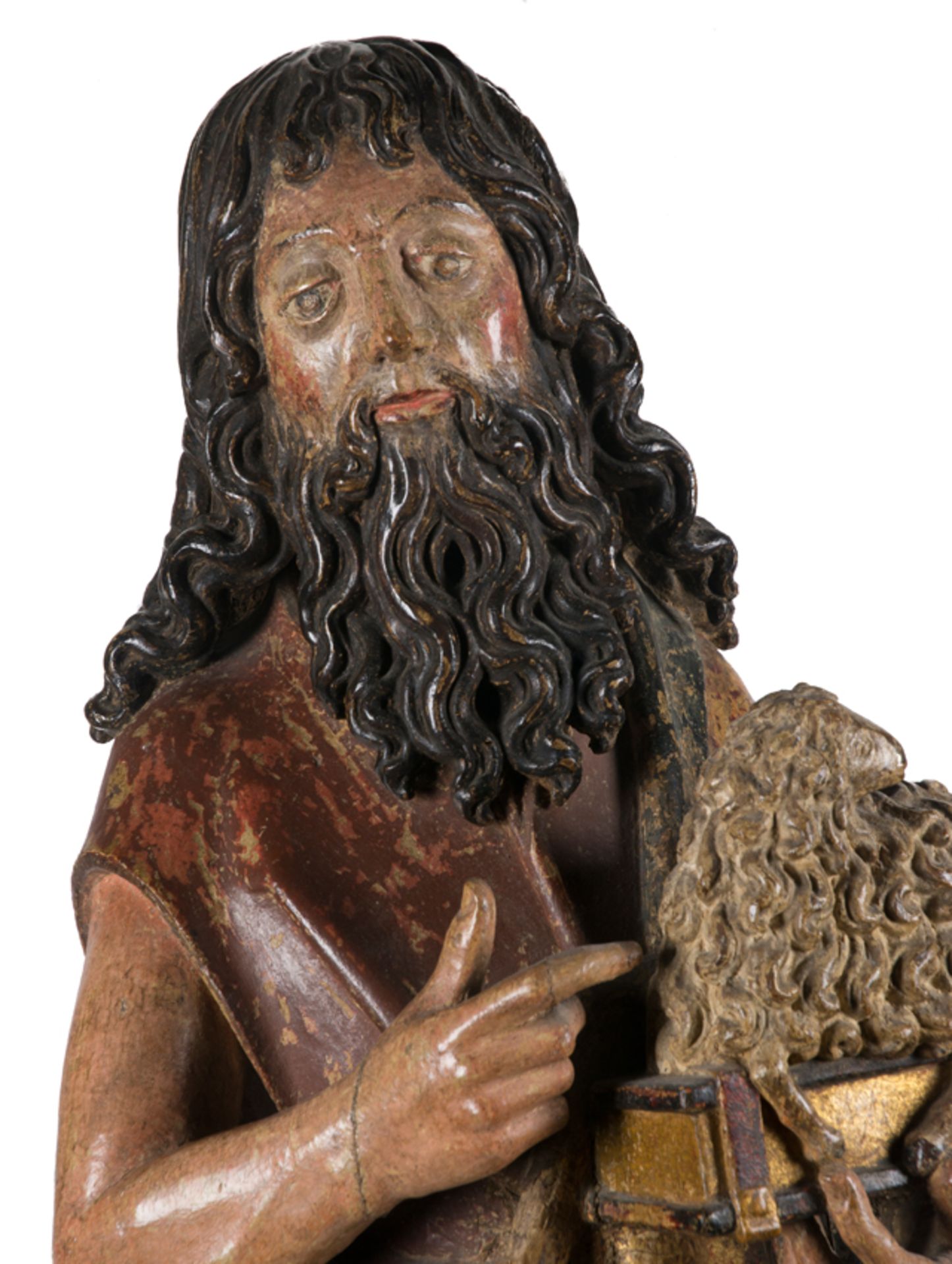 "Saint John the Baptist". Carved, polychromed and gilded wooden sculpture. Anonymous. Northern Europ - Bild 4 aus 9