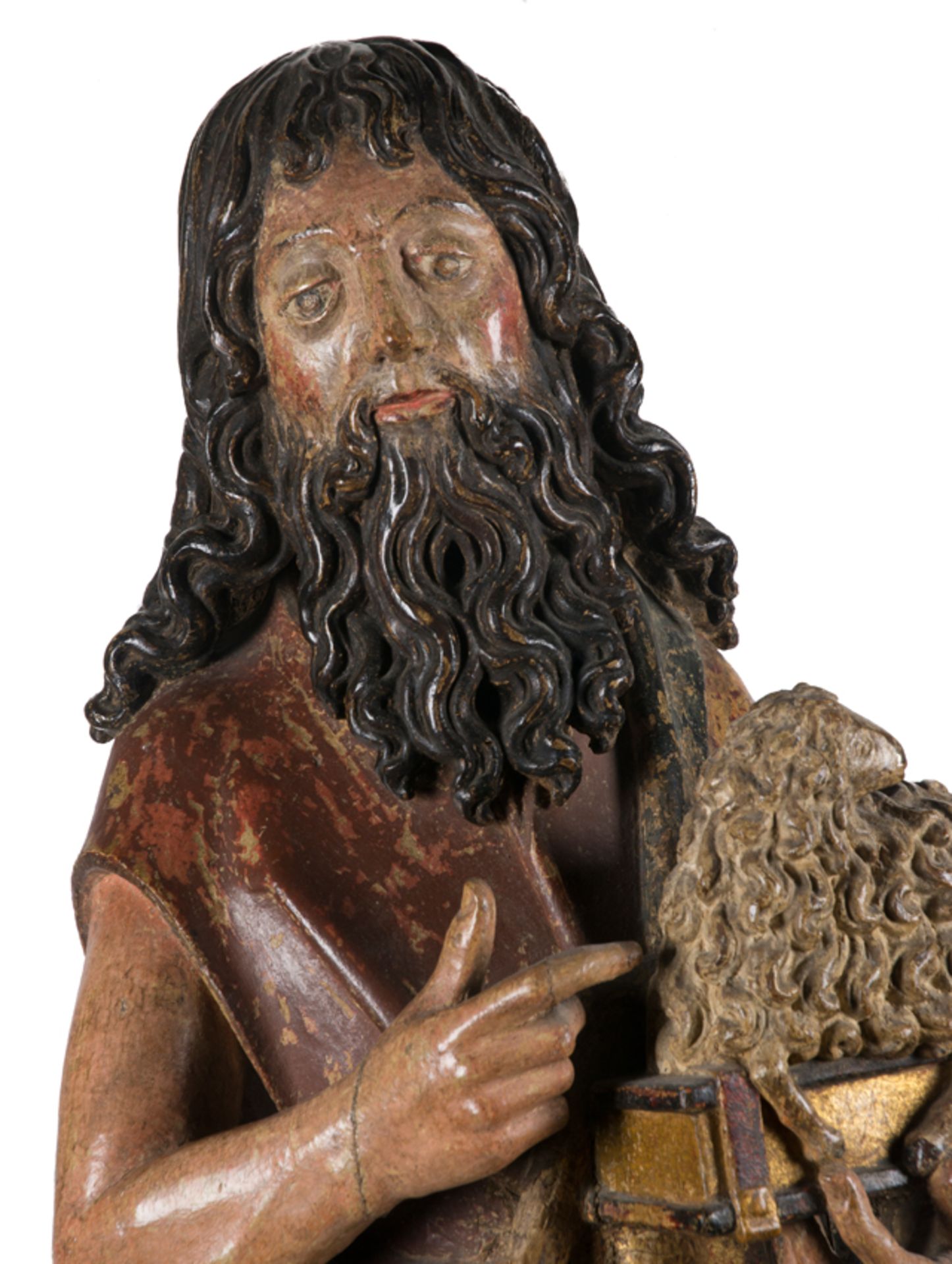 "Saint John the Baptist". Carved, polychromed and gilded wooden sculpture. Anonymous. Northern Europ - Image 4 of 9