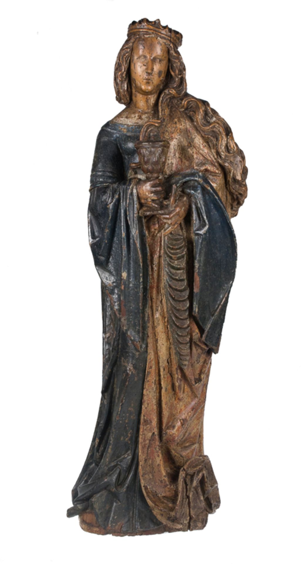 "Saint Margaret ". Carved and polychromed wooden sculpture. Germany. Gothic. 15th century.