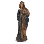 "Saint Margaret ". Carved and polychromed wooden sculpture. Germany. Gothic. 15th century.