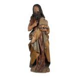"Saint John the Baptist". Carved, polychromed and gilded wooden sculpture. Anonymous. Northern Europ