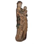 "Madonna and Child". Carved and polychromed wooden sculpture. France. Gothic. 14th century.