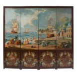 Magnificent screen with four sections. Chile. Circa 1810 - 1812.