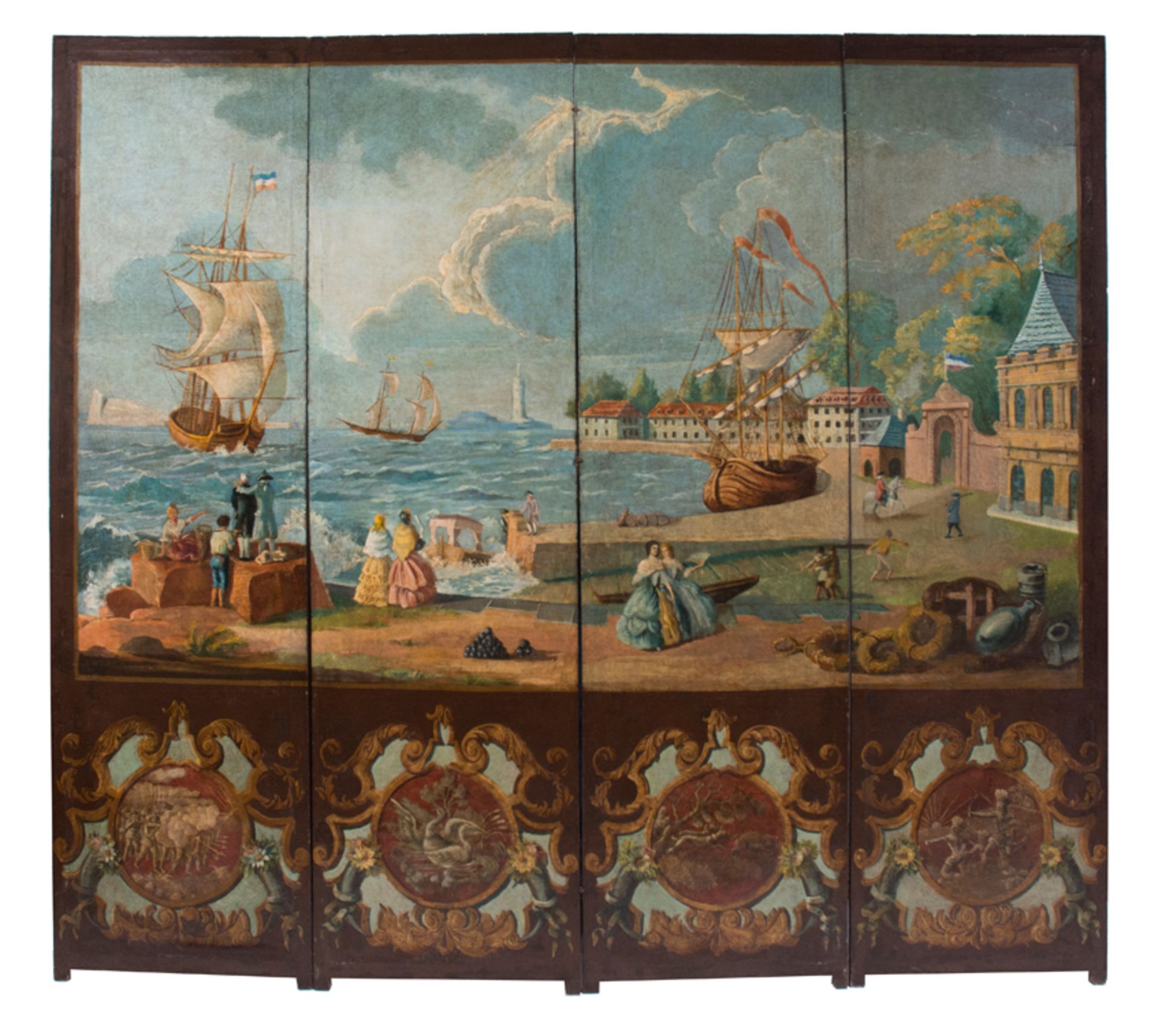 Magnificent screen with four sections. Chile. Circa 1810 - 1812.