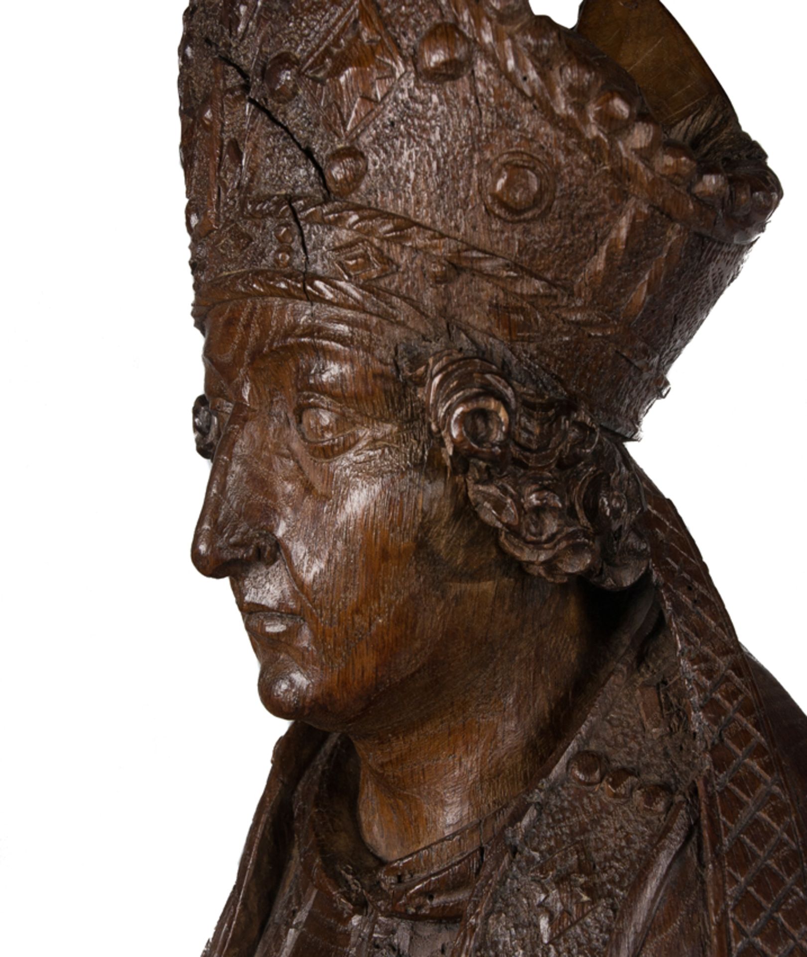 "Bishop Saint". Hispanic-Flemish. Anonymous. Circa 1500. - Image 6 of 8