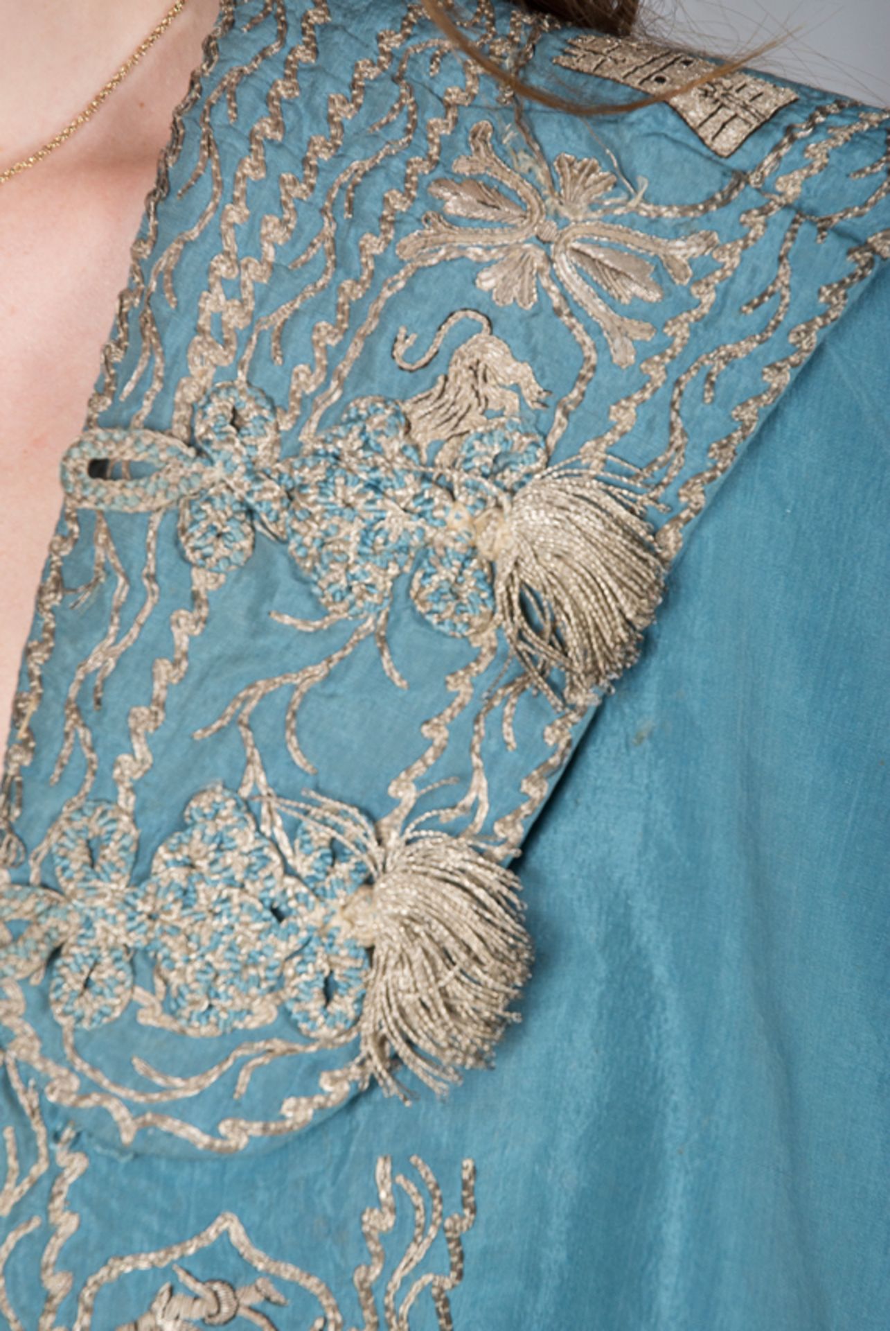 Embroidered throughout with six-pointed stars in silver and edged with the motifs of the collar of t - Image 9 of 12