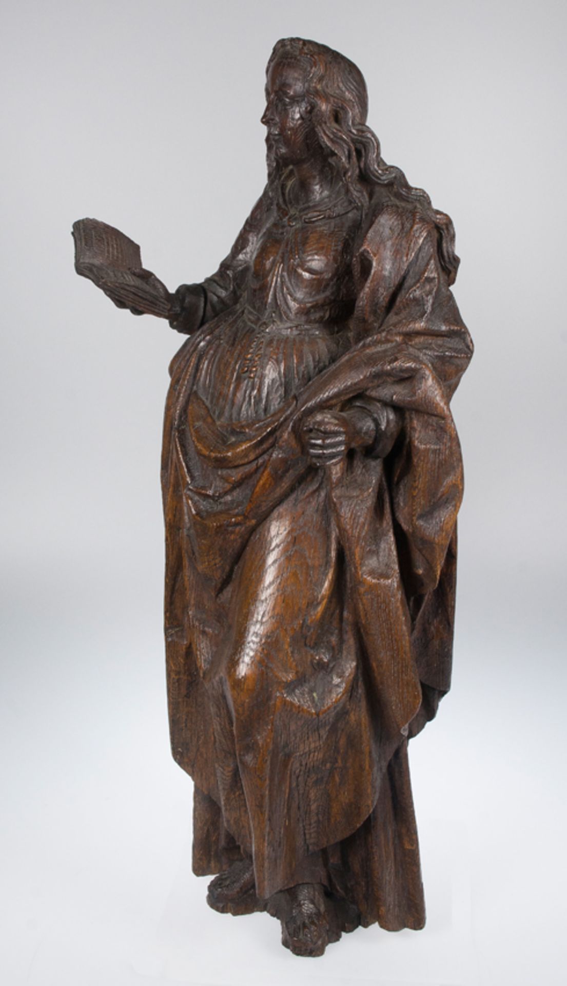 "Saint Barbara". Carved, wooden sculpture. Flemish School. 15th - 16th century. - Image 2 of 6