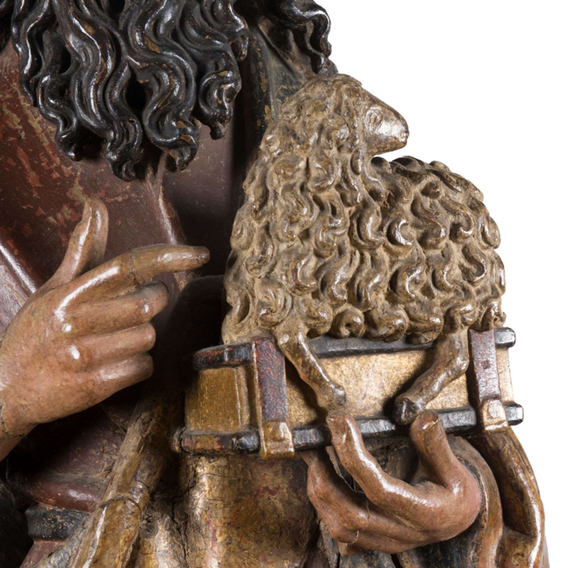 "Saint John the Baptist". Carved, polychromed and gilded wooden sculpture. Anonymous. Northern Europ - Image 5 of 9