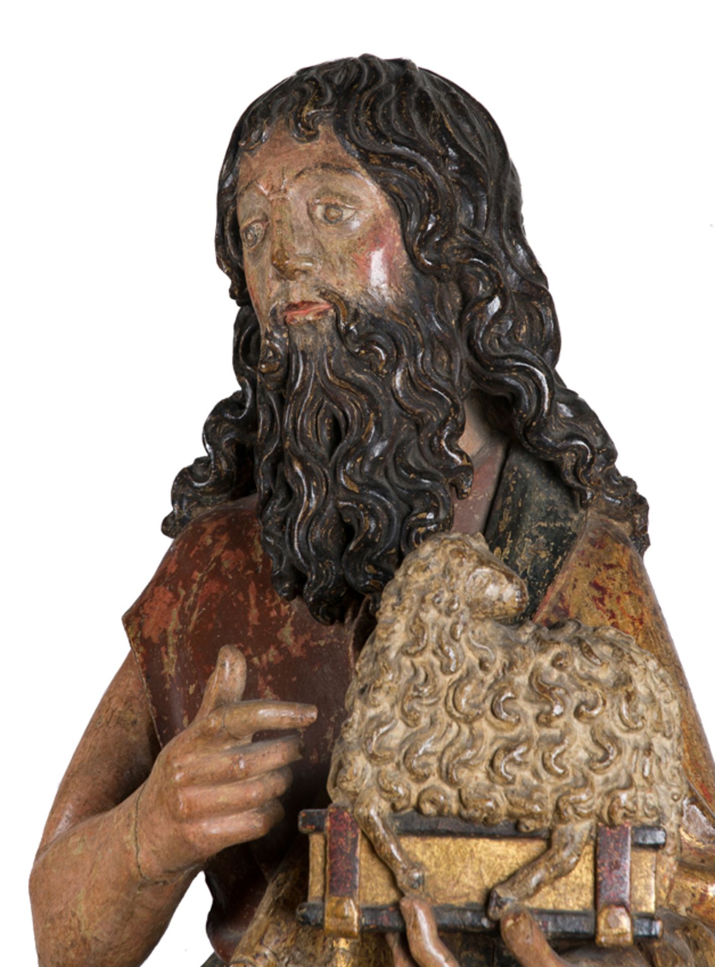 "Saint John the Baptist". Carved, polychromed and gilded wooden sculpture. Anonymous. Northern Europ - Image 3 of 9