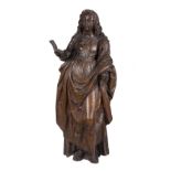 "Saint Barbara". Carved, wooden sculpture. Flemish School. 15th - 16th century.