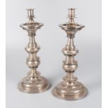 Pair of large silver candlesticks. 17th - 18th century.
