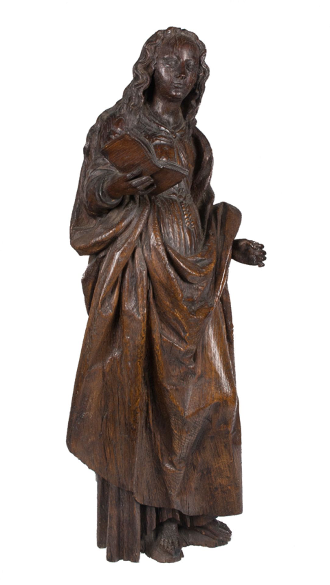 "Saint Barbara". Carved, wooden sculpture. Flemish School. 15th - 16th century. - Image 3 of 6