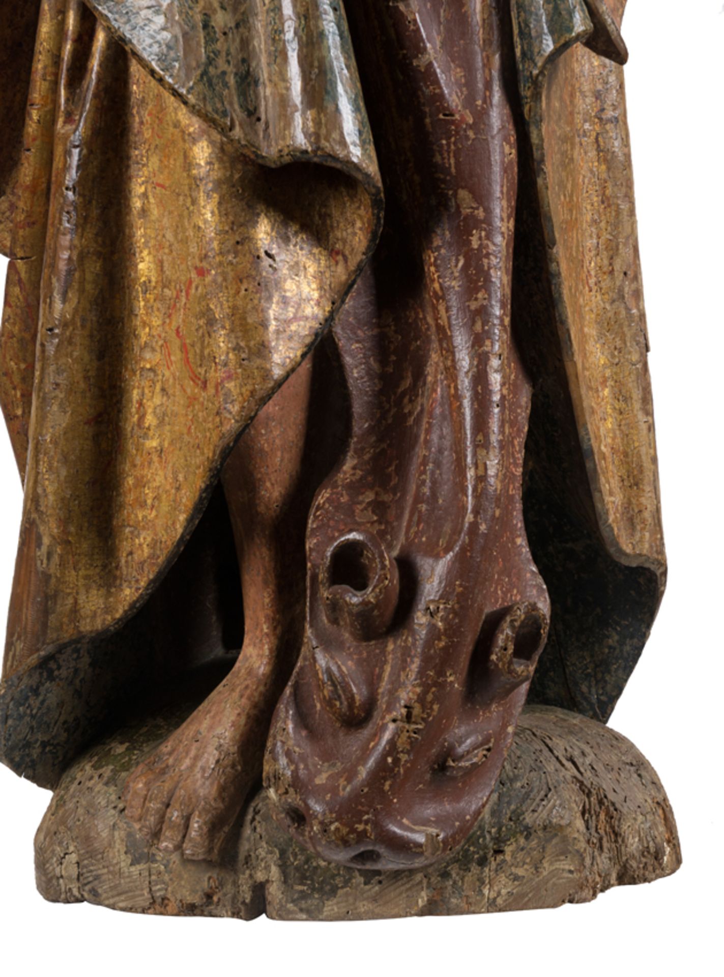 "Saint John the Baptist". Carved, polychromed and gilded wooden sculpture. Anonymous. Northern Europ - Image 6 of 9