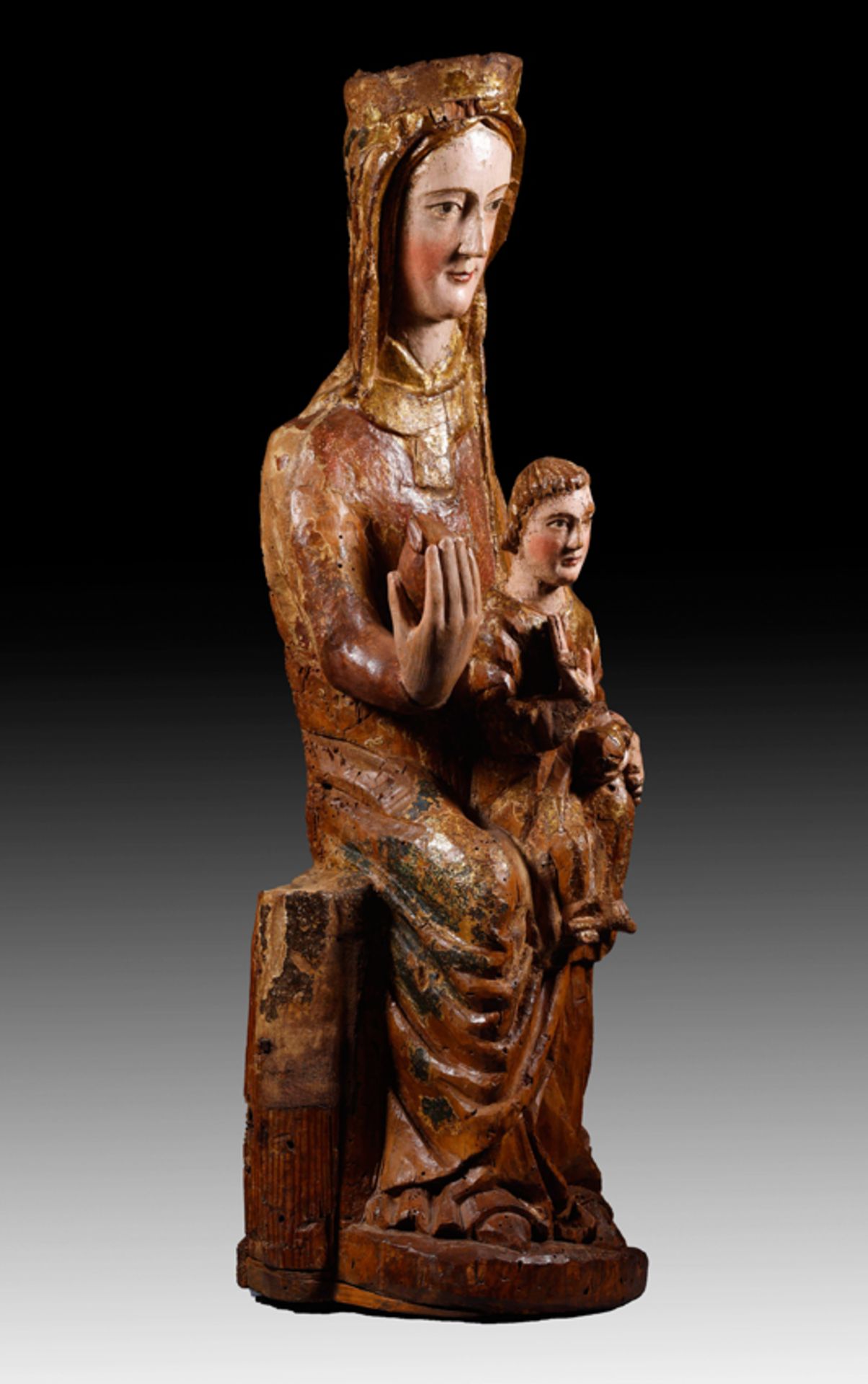 "Seat of Wisdom, Sedes Sapientae". Carved, gilded and polychromed wooden sculpture. Anonymous Castil - Image 3 of 6