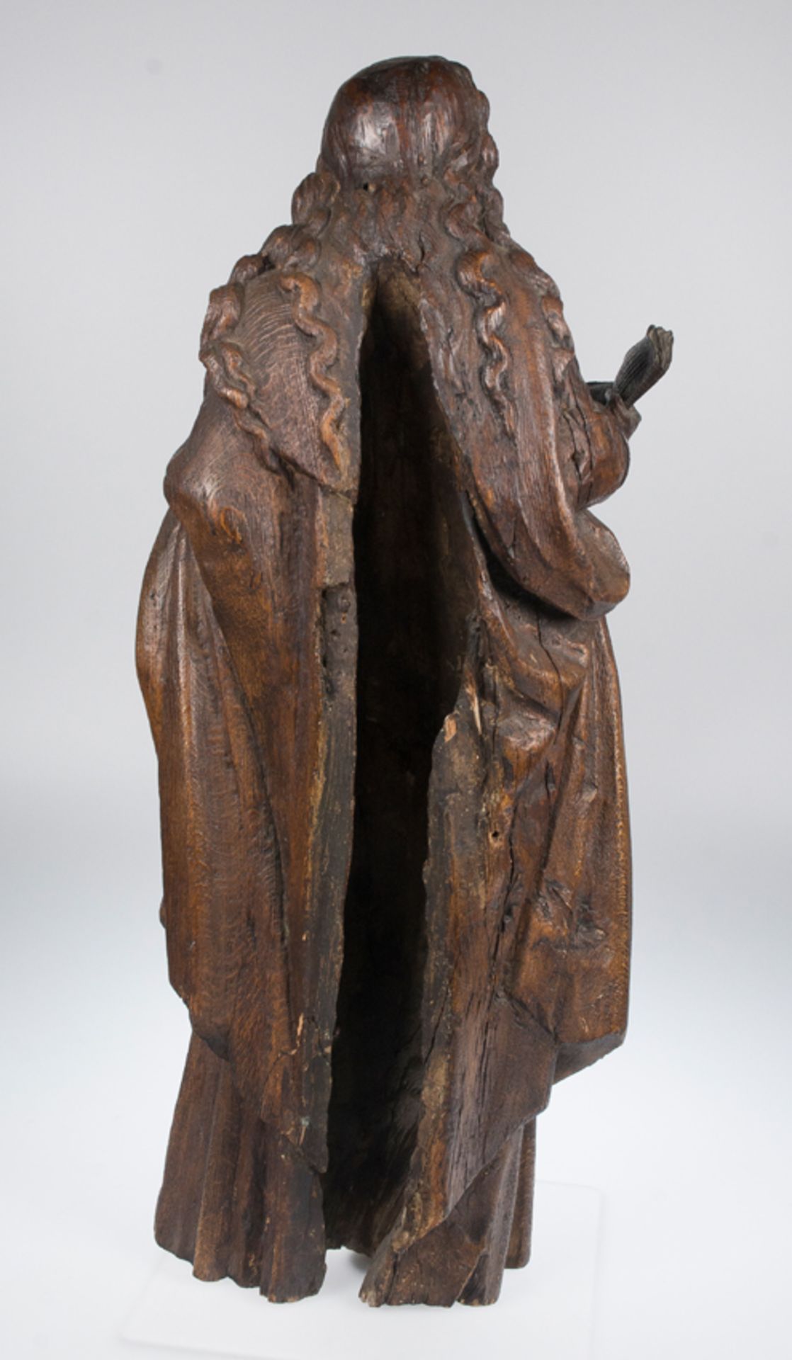 "Saint Barbara". Carved, wooden sculpture. Flemish School. 15th - 16th century. - Image 6 of 6