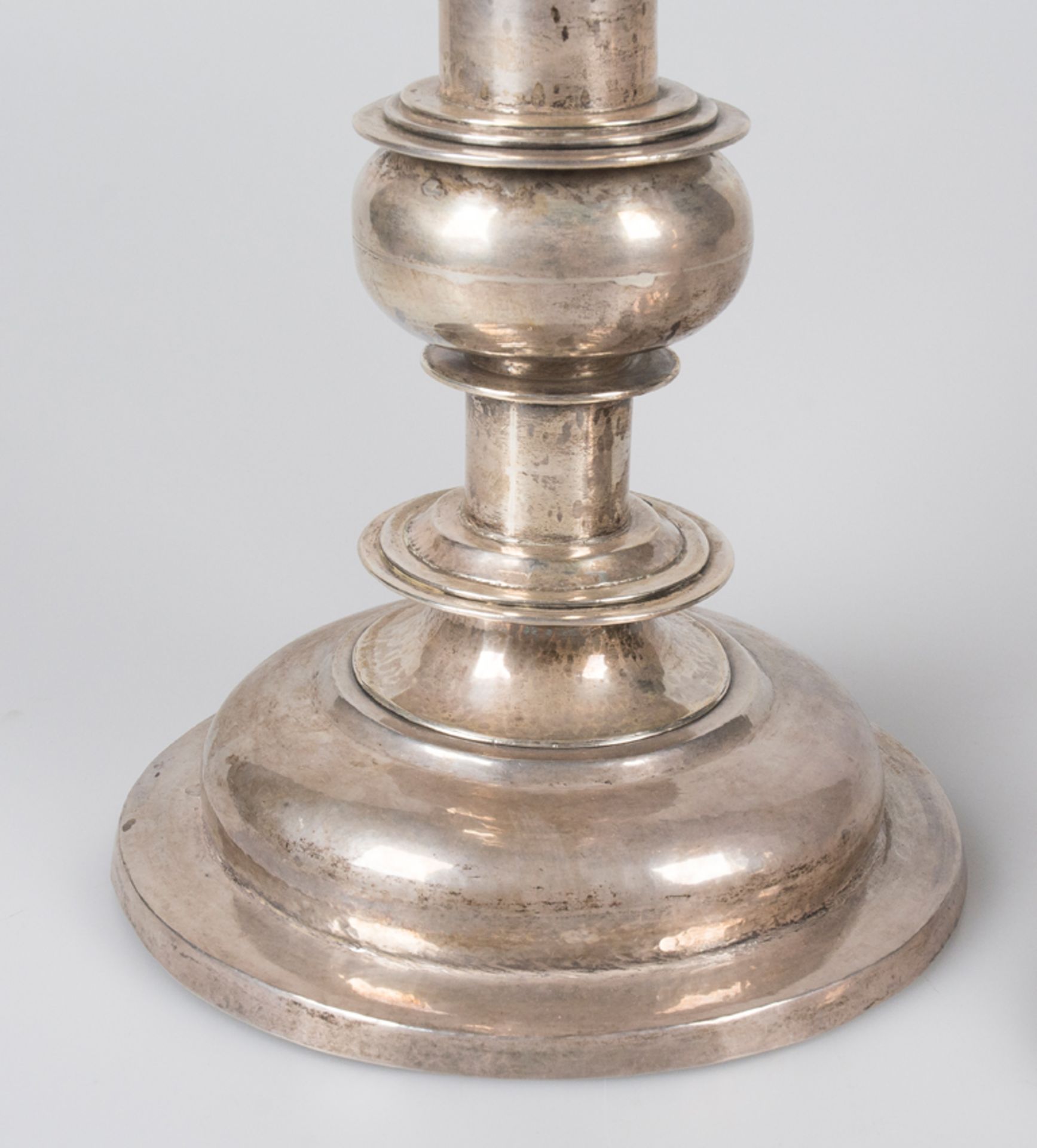 Pair of large silver candlesticks. 17th - 18th century. - Image 3 of 5