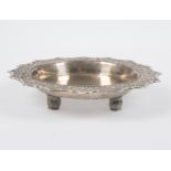 Embossed silver serving tray. Possibly China. 19th - 20th century.