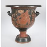 Pottery krater with red figures on a black background. Greece. 4th century B.C.