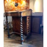 Davenport desk in walnut root. Victorian period. England. Circa 1860.