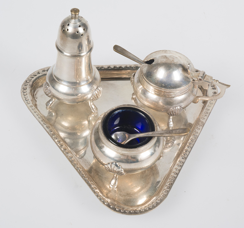 Silver cruet set. Mid 20th century. - Image 6 of 6