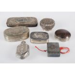 Set of seven little silver boxes. 19th. - 20th. Century.