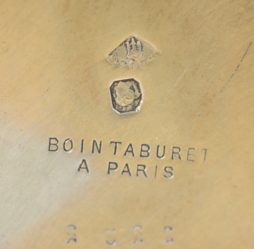 Silver vermeil chocolate pot. Marked "Boin Taburet a Paris, G.Boin and with the Minerva mark". Franc - Image 6 of 6