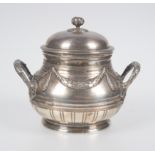 Embossed silver sugar bowl. Marked Minerva. France. First third of the 20th century.