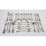 Lot of marked silver cutlery. Late 19th century.