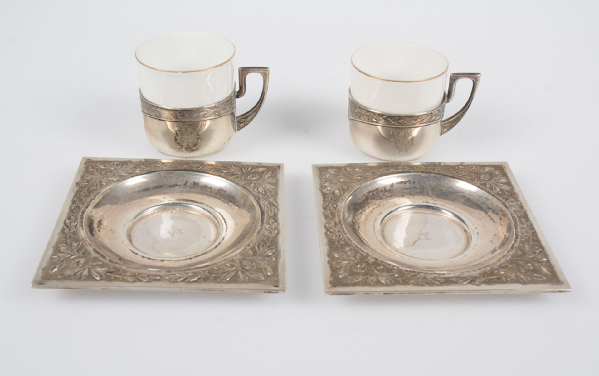 Pair of "mancerinas", a silver and opaline cups. Barcelona. Marked Masriera and LBB. - Bild 5 aus 10