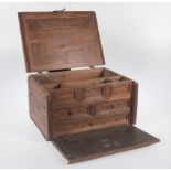 Carved wooden chest with iron fittings. 17th century.