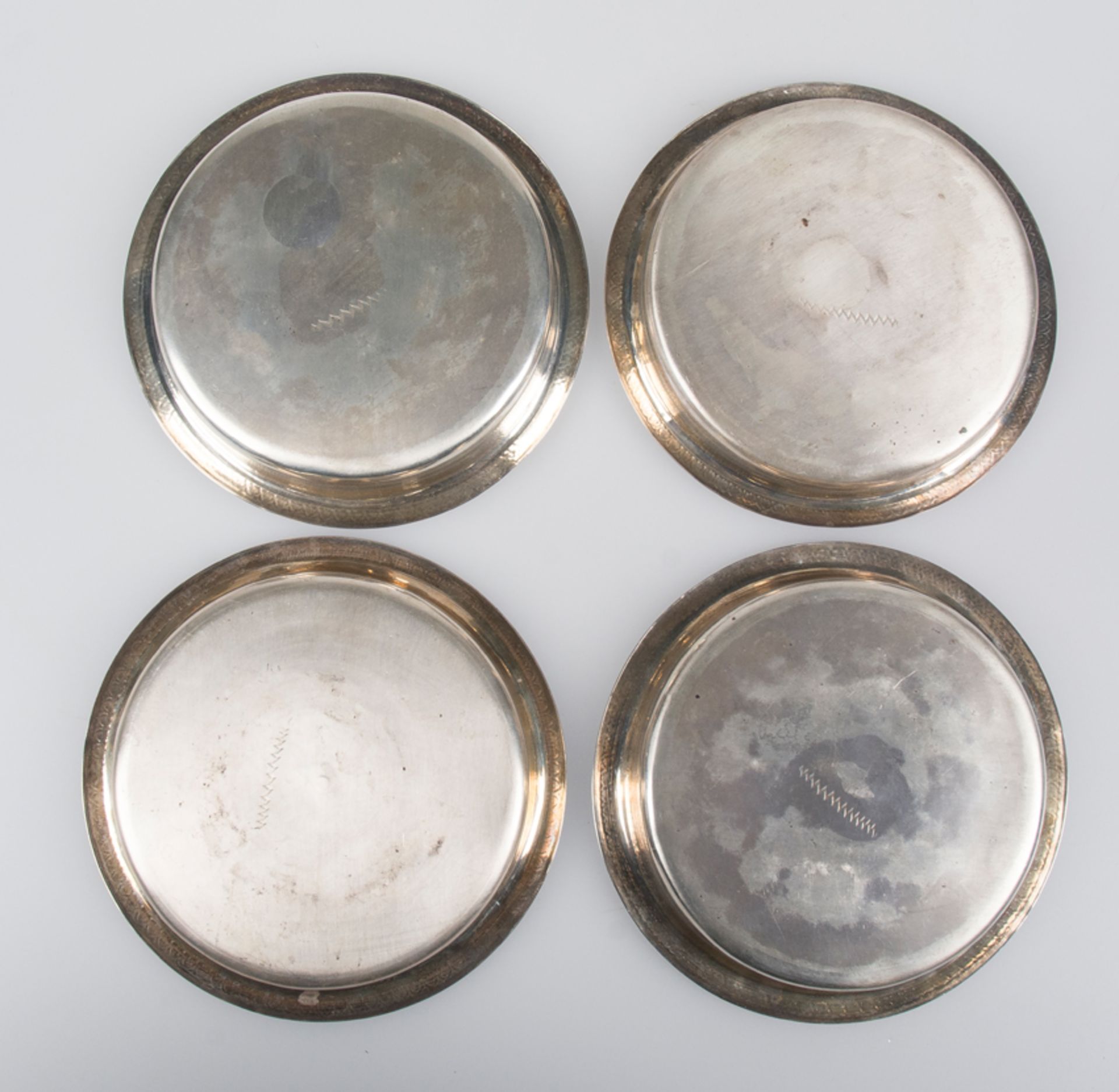Set of four silver bottle bases. Marked "Carreras" and with Barcelona marks . - Image 3 of 6