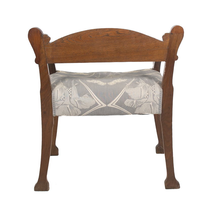 Low wooden chair with incised decoration. Art Nouveau. Circa 1900. - Image 6 of 6